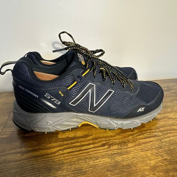 New Balance Shoes Men's 13 573 V3 MTE573S3 Blue Running Sneakers - Picture 1 of 10